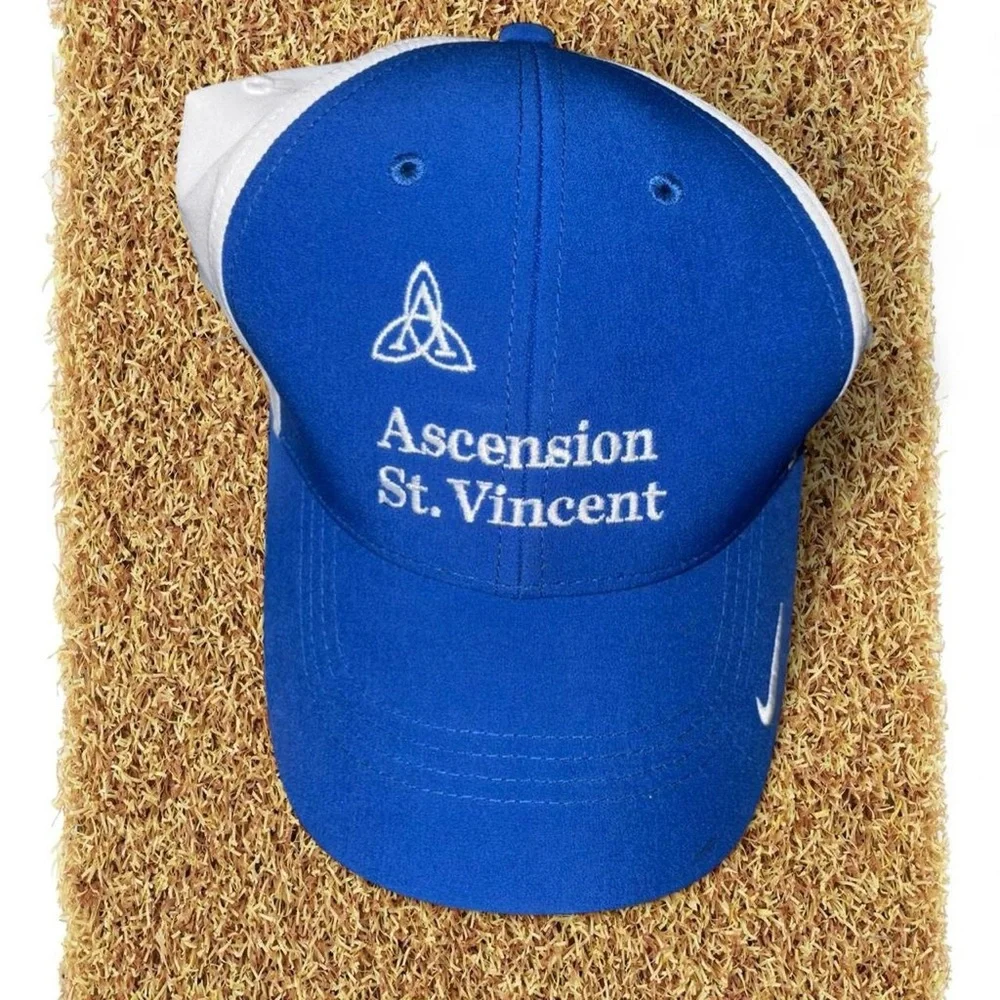 Ascension St Vincent Nike blue and white golf hat #golf #golfwear